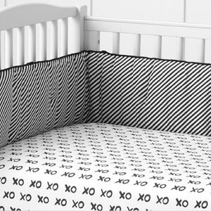 Pottery Barn Kids Emily & Meritt XOXO Organic Fitted Crib Sheet Black White